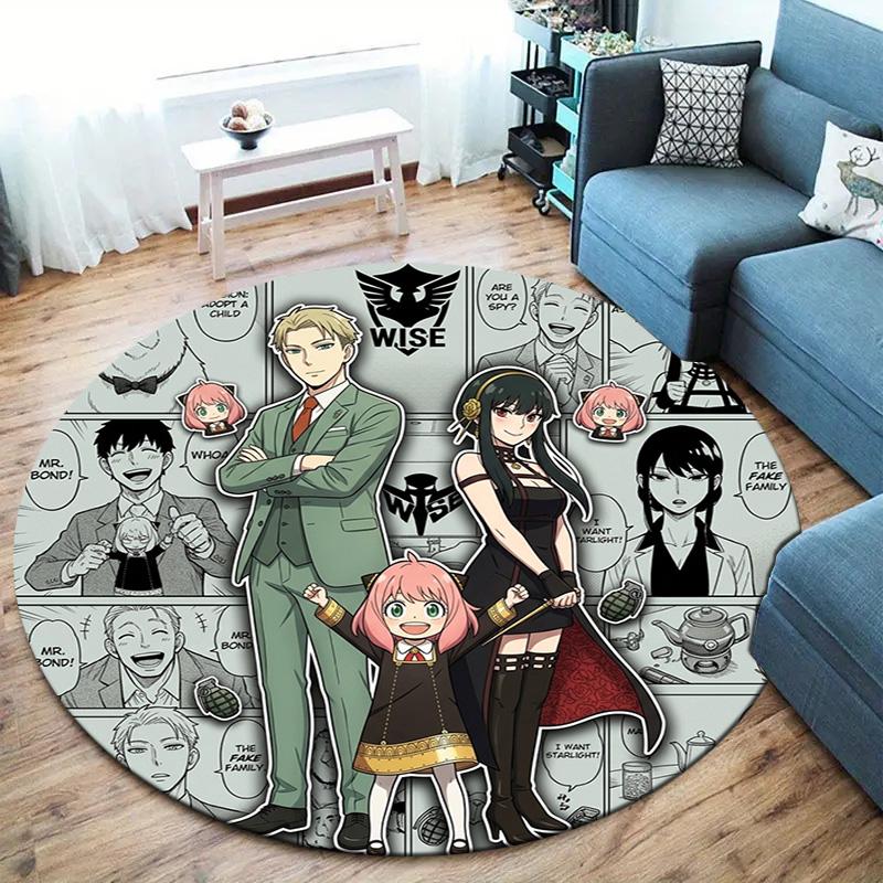 Spy Family Round Area Rug Carpet Rug For Living Room Bedroom Sofa Playroom Decor Nonslip Floor Mat