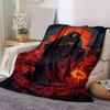1pc Skeleton Printing Lightweight Flannel Blanket, Comfortable and Warm Blanket, for Camping Sofa Bed and Couch Office, in All Seasons