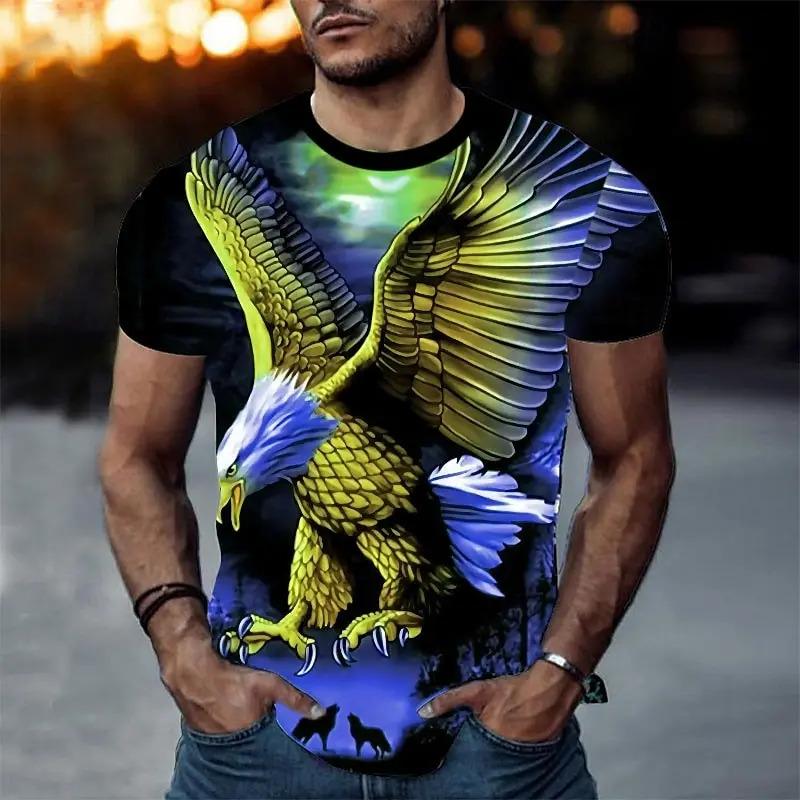 Men's animal eagle T-shirt 3D printed short sleeved T-shirt