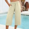 Womens Capri Pants Loose Yoga Pants Wide Leg Drawstring Comfy Lounge Pajama Capris Sweatpants with Pockets Casual