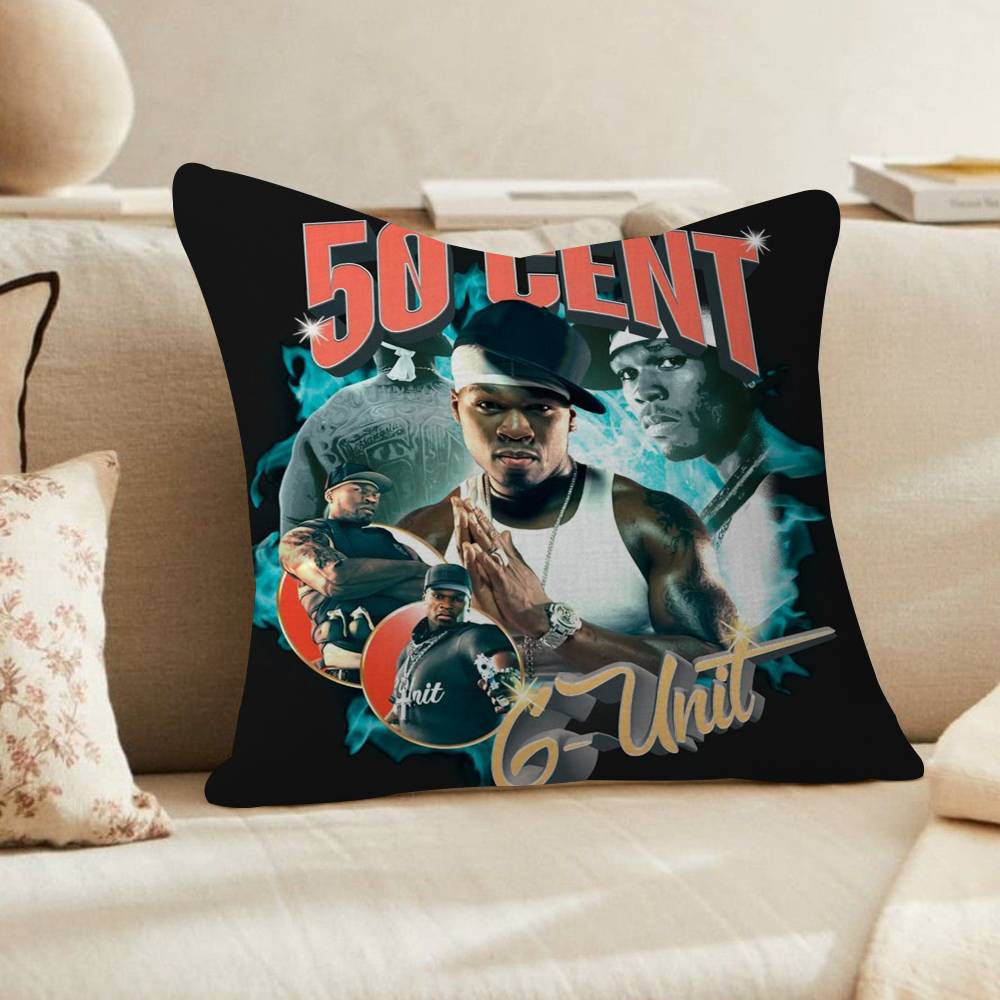 Cent American Hit Pop Hip Hop Rapper Music Cushion Cover Car Throw Pillow Case For Sofa Car Christmas Gift