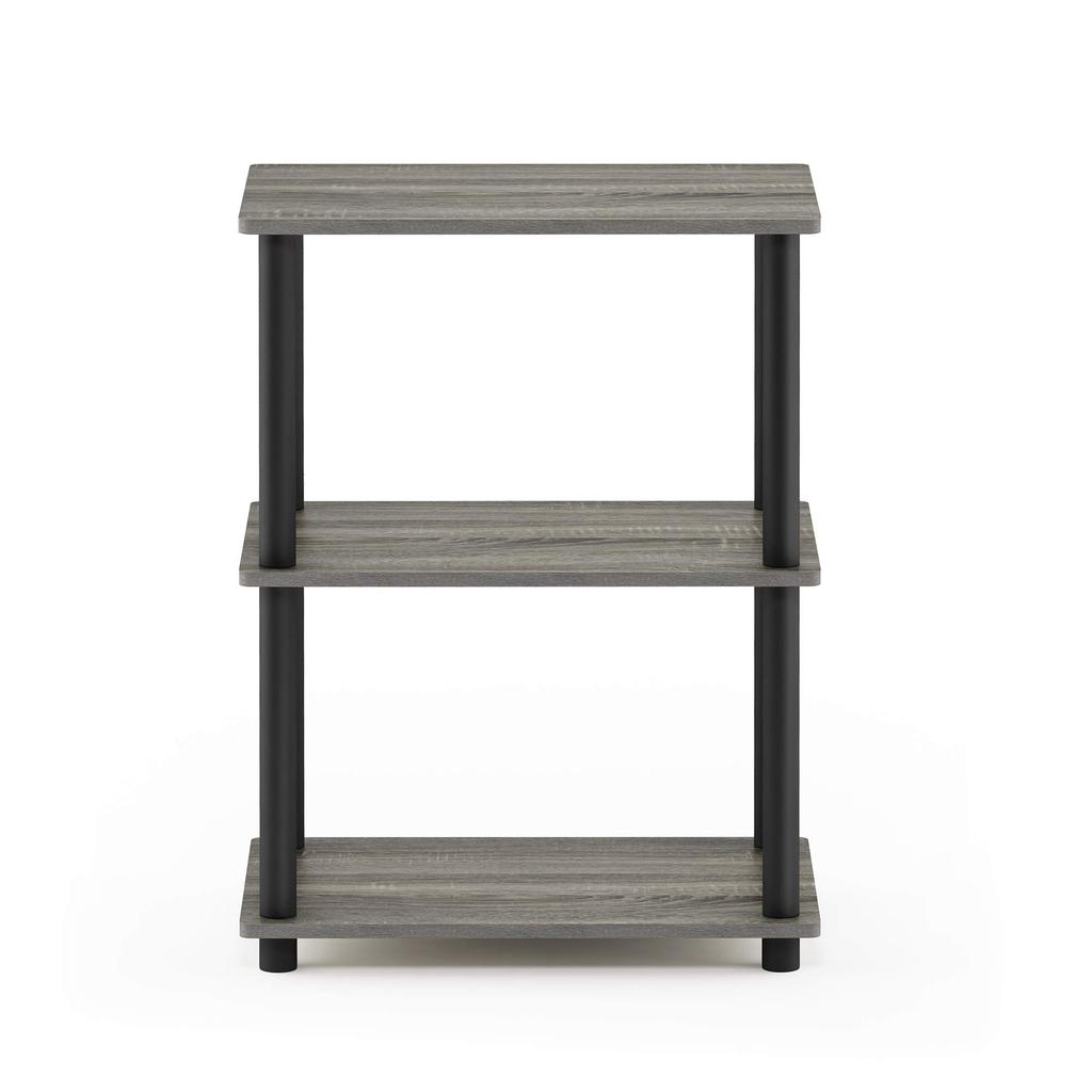 Furinno 3-Tier Narrow Open Shelf, French Oak Gray/Black, No Tools Required [Officially Imported from Japan] 18061GYW/BK
