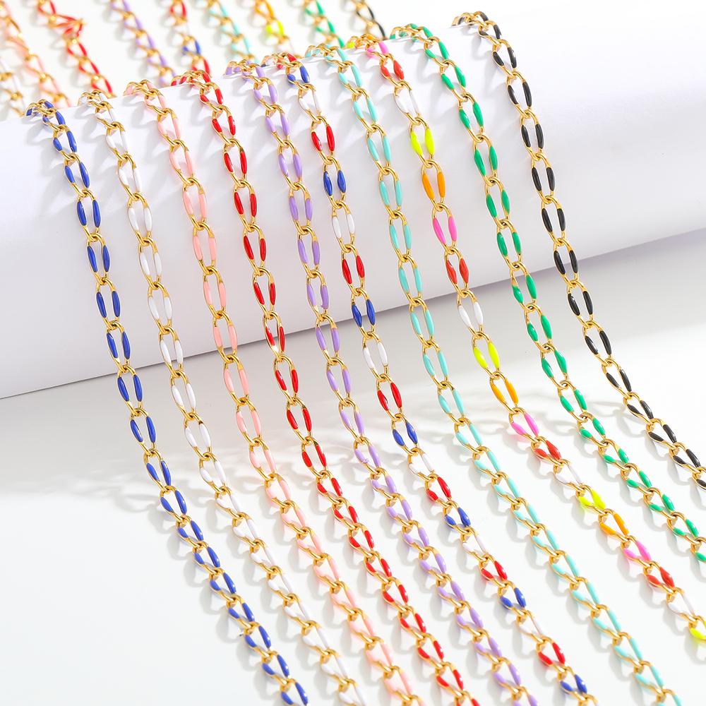 1 Meter Stainless Steel Blue Black Enamel Twisted Chains for DIY Jewelry Making Women Necklace Bracelets Supplies Nickel Free