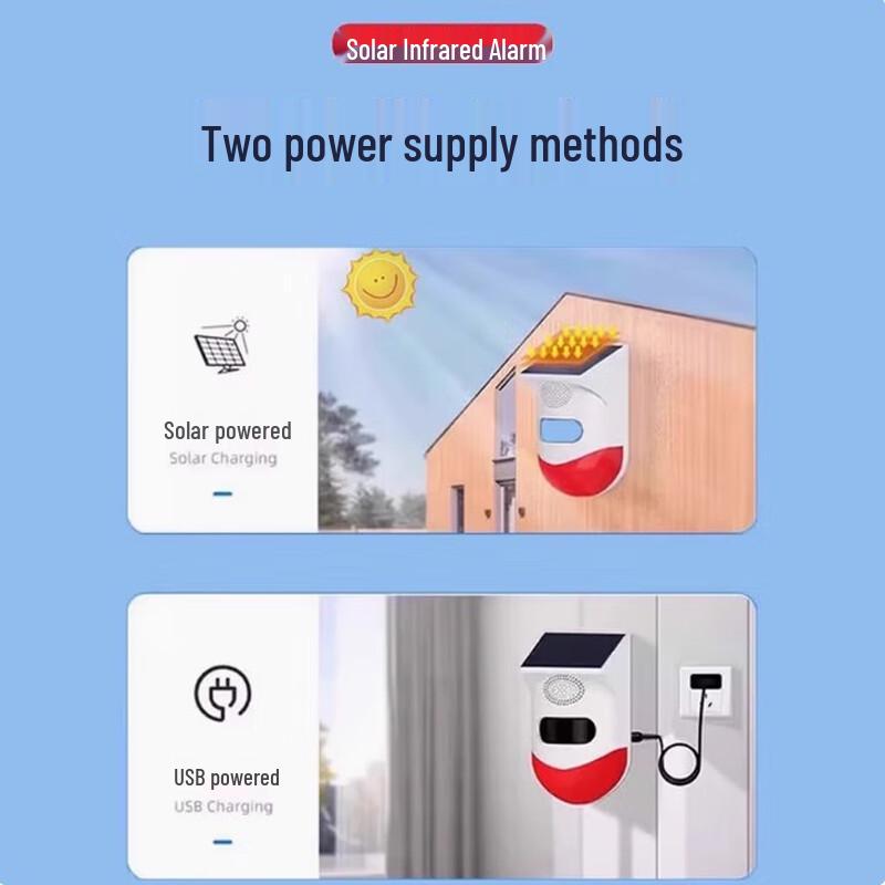 Allarme Sensore di Movimento Infrarossi da Esterno Alimentato a Energia Solare Spina CN (adattatore incluso)