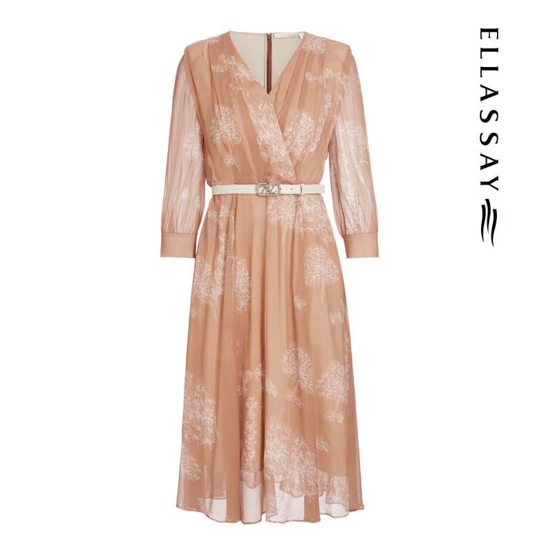 ELLASSAY Women's Printed Silk A-line Dress