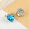 2Pcs Fake Piercing Clip Earrings Delicate Blue Heart Zircon Buckle Ear Cuff Cartilage Ear For Women  Jewelry Gift