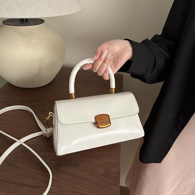 Mode Einfarbig Kleine Handtaschen Damen Top-Griff Taschen Für Pendler, Quadratische Designer Umhängetasche Für Geschenke