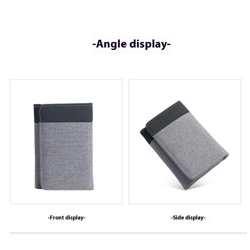 Leinwand Geldbörse Herren Kurz Student Kleine Geldbörse Kartenetui Einfach Kontrast Denim Dreifach Geldbörse