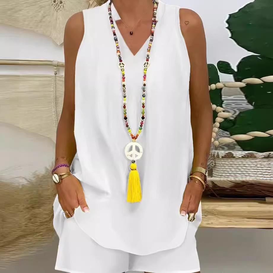 Women's Sleeveless Stand-Up Collar Casual Set