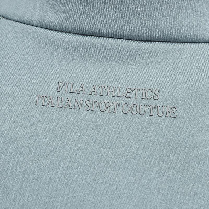 Men's FILA T-Shirts Men's Dark Gray-Green Stand Collar Moderate Straight Fit