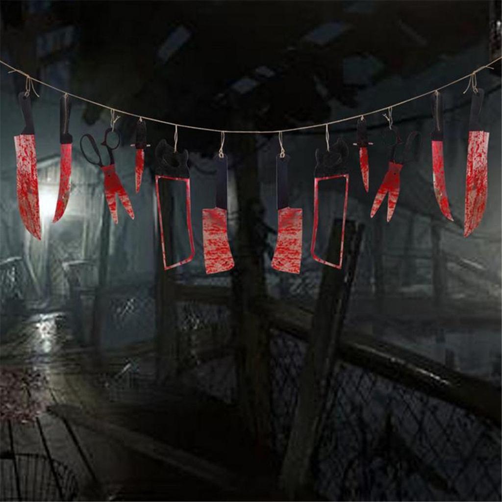Happy Halloween Paper Banners Bloody Hanging Decoration Cutting Tool Banner