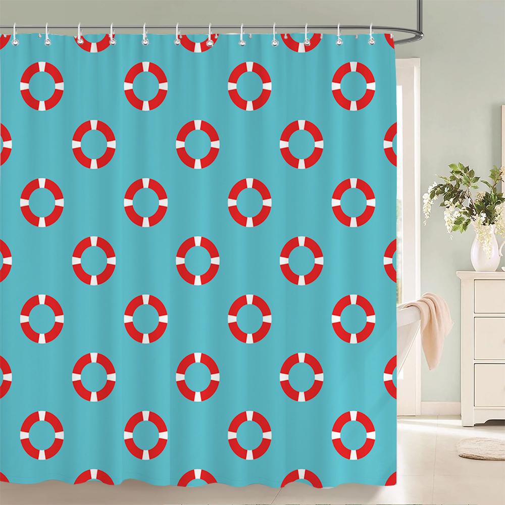 Bathroom Shower Curtain Nordic Cartoon Ocean Anchor Style Printed Polyester Fabric Shower Curtain With Hooks Decoration Curtain