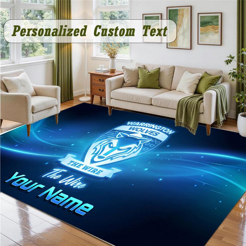 Crystal Velvet Square Rug Custom NameWarrington Wolves FC Pattern Non Slip Home Floor Decor Rug
