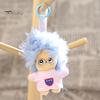 Keychain Doll Pendant, Mini Size Portable Soft Velvet Fabric Daily Wear Bag Charm Fried Hair Glasses Doll, Durable Accessory for Bags Keys Backpacks