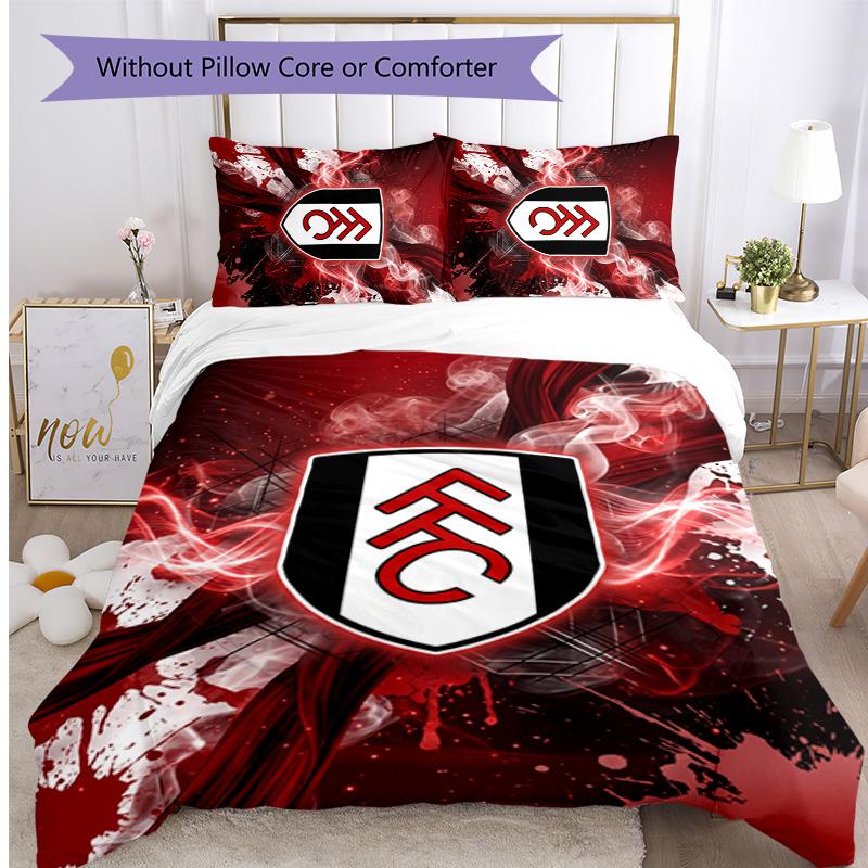 Set Lenzuola Fulham Calcio Stampato 3 Pezzi, Comodo Set Copripiumino per Camera da Letto Amico della Pelle