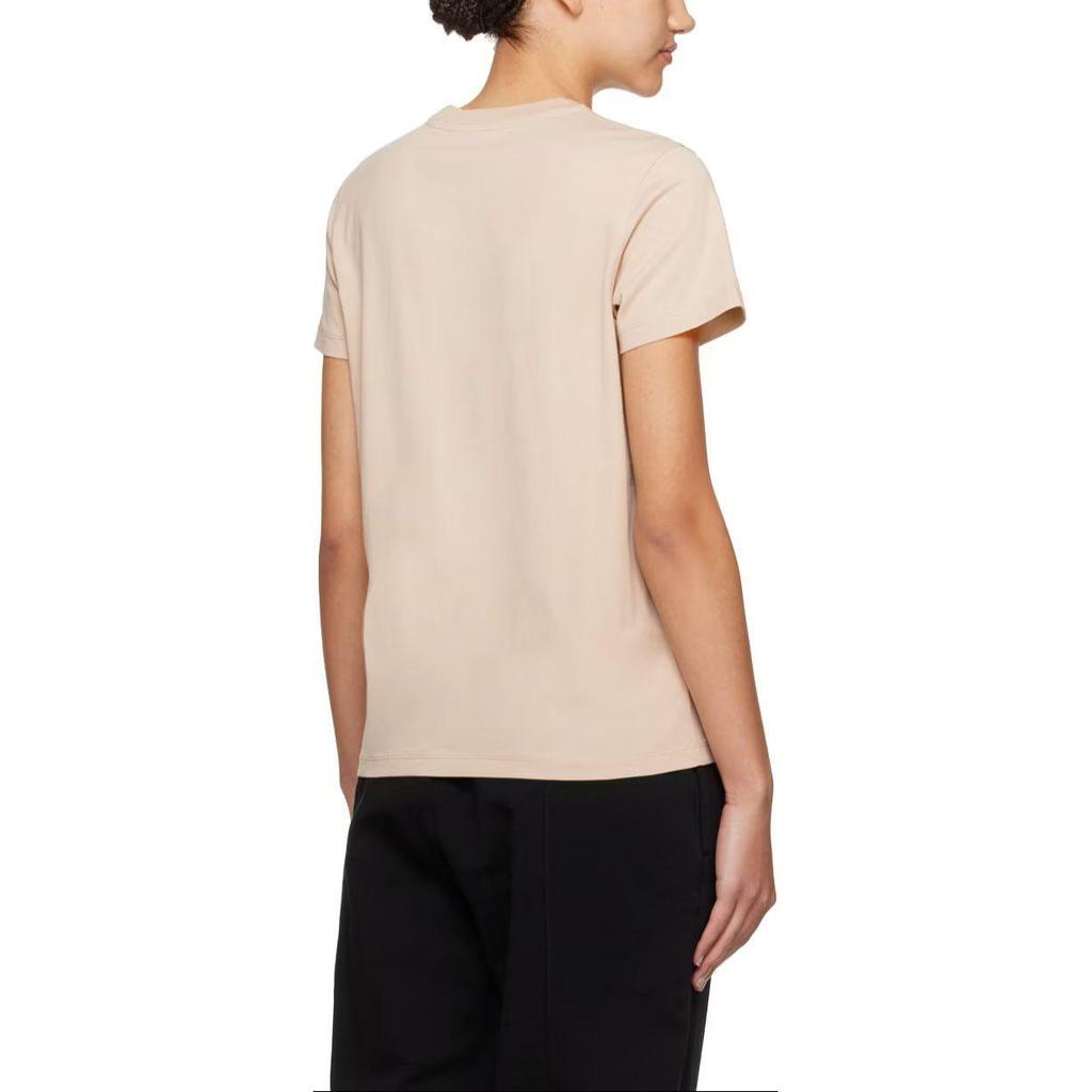 Moncler Logo Embroidered Round Neck Short Sleeve T-Shirt Women T-Shirts Beige J10938C00006829HP20J