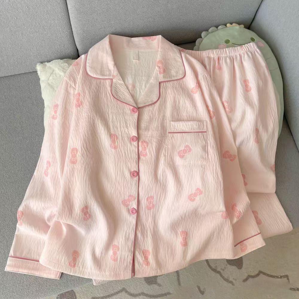 2025 Frühling/Herbst Niedliches Wolken-Baumwoll-Pyjama-Set für Mädchen - Langarm & Hose, Tragbar im Freien