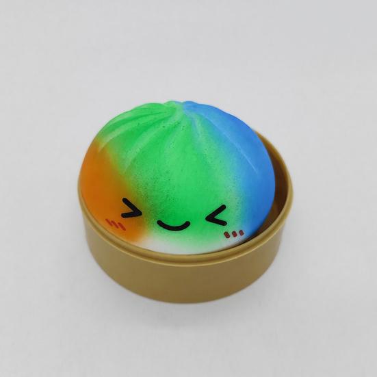 Lachender gedämpfter Teigball Stressball mit Dampfgarer Anti-Angst Mehrfarbig Cartoon-Knödel Quetschspielzeug Weicher simulierter Teigball Fidget Sensorikspielzeug