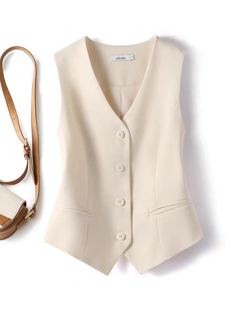 Gilet corto da donna Gilet monopetto da ufficio Cappotto Gilet corto sottile Capispalla femminile Primavera Estate
