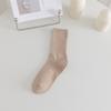 5 Pairs of Simple Solid Color Breathable Boneless Mid Calf Socks for Women In Spring and Summer