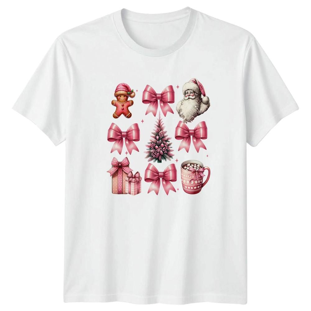 Christmas Pink Holiday Gingerbread Santa Unisexs Unisexs Graphic Tee S