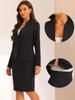Allegra K Women's Collarless Blazer and Pencil Skirt Suit Set, Black, Size M