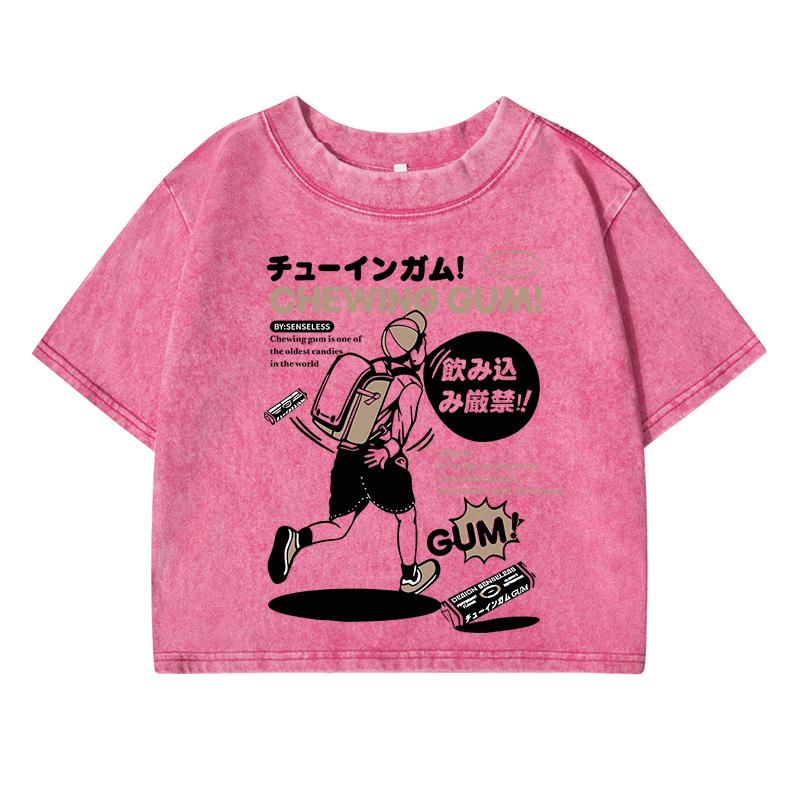 The Boy Who Endorses The Bagprint Women Washed Short Clothes Fashion Tshirts Street Midriff-Baring Cool Summer T Shirts
