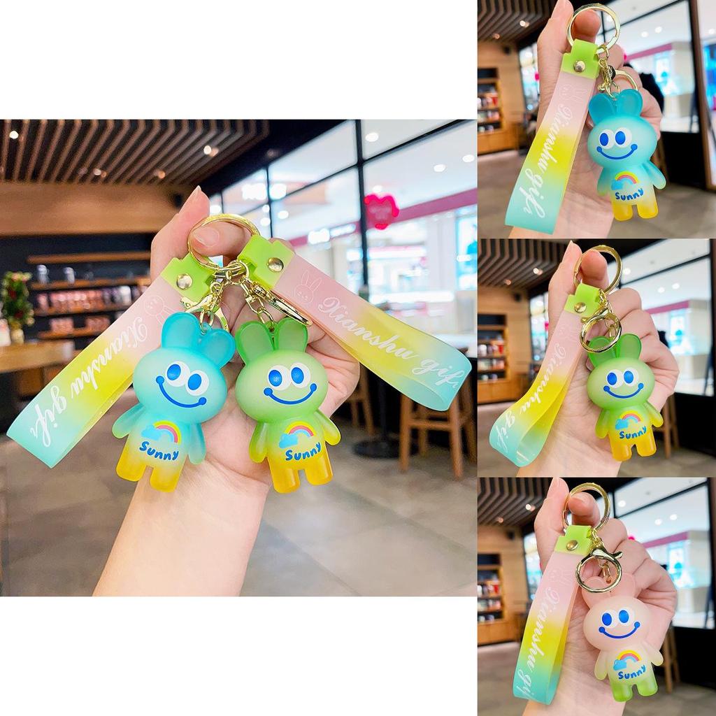 Adorable Cartoon Bunny Keychain Colorful Resin Rabbit Bag Charm Key Accessory