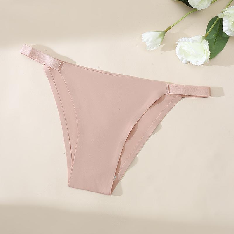Women Sexy Ice Silk Panties Low-waist Seamless G String Lingerie Solid Half Hip Underwear