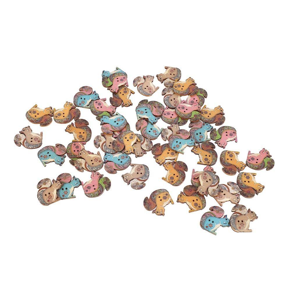 100pcs Assorted Colors Wood Buttons 1.18in Long Animal Buttons Craft Buttons DIY Decoration