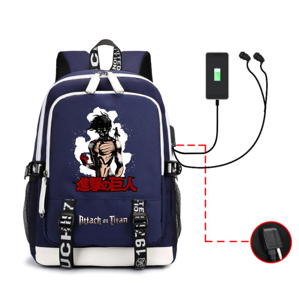 Anime Backpack Outdoor Male And Female Students Headphones Schoolbag Usb Backpack