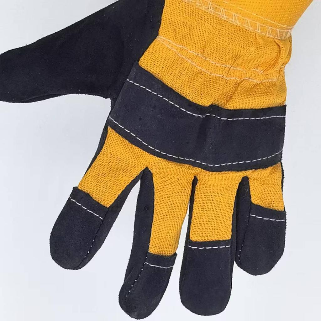 Yellow Suede Leather Welding Gloves: Anti-Slip, Cut & Heat Resistant Cowhide Split Palm Gloves