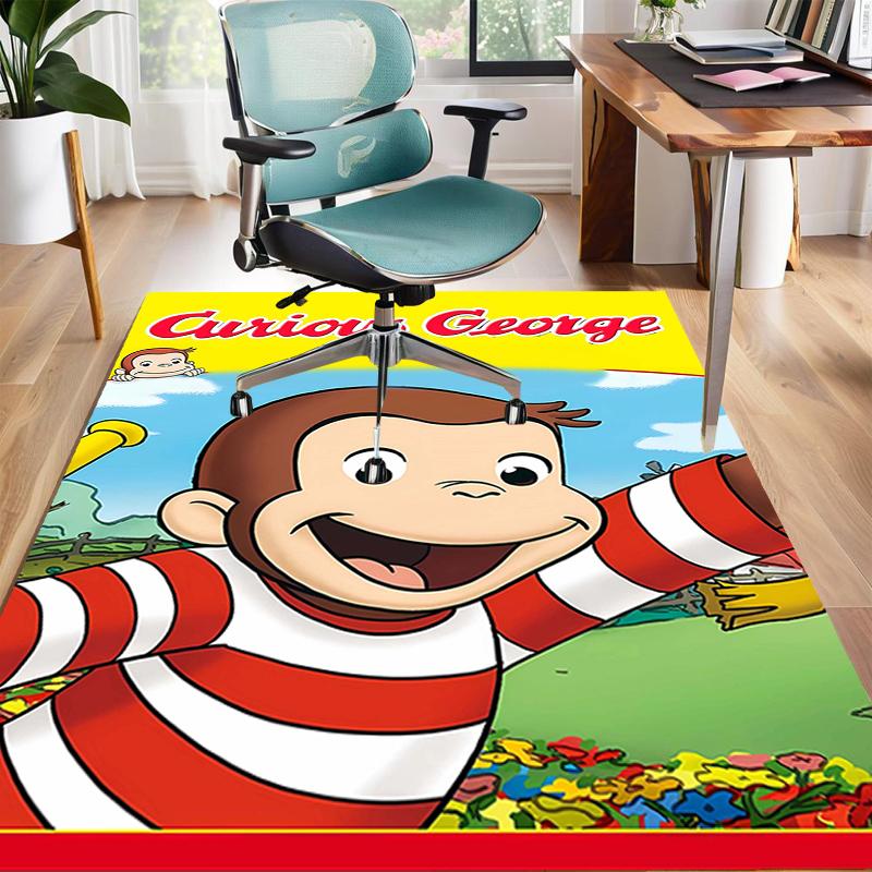 1pc Curious George (6) Design Area Rug - Non-Slip, Soft & Cozy Floor Mat for Living Room, Bedroom, Office - Indoor/Outdoor Decorative Carpet