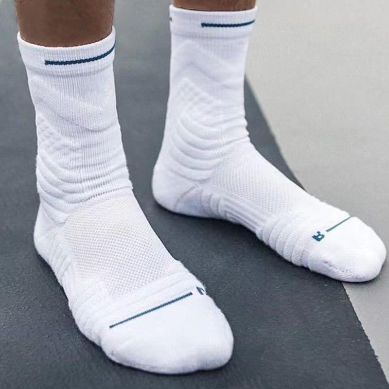 Odor-Resistant, Sweat-Absorbent, Breathable Basketball Socks - Extra Thick, Wear-Resistant, Non-Slip, Solid Colors for Spring/Summer
