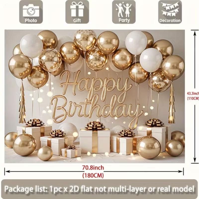 2D Schwarz-Gold Ruhestand Kulisse, Polyester Glücklicher Ruhestand Party Hintergrund Banner