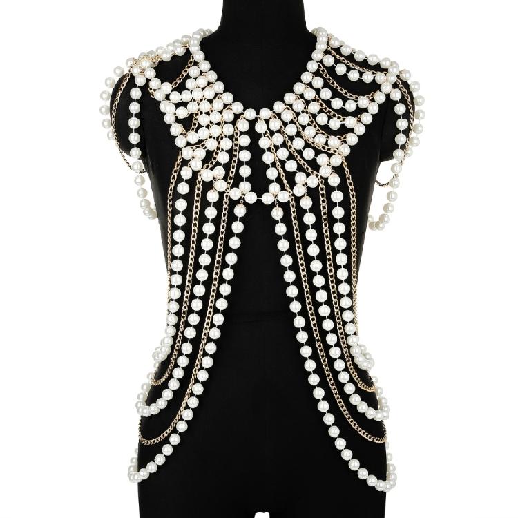 Shoulder Wrap Artificial Pearls Shoulder Chain for Evening Party Night Gown Shawl Body Chain Evening Shoulder Wrap