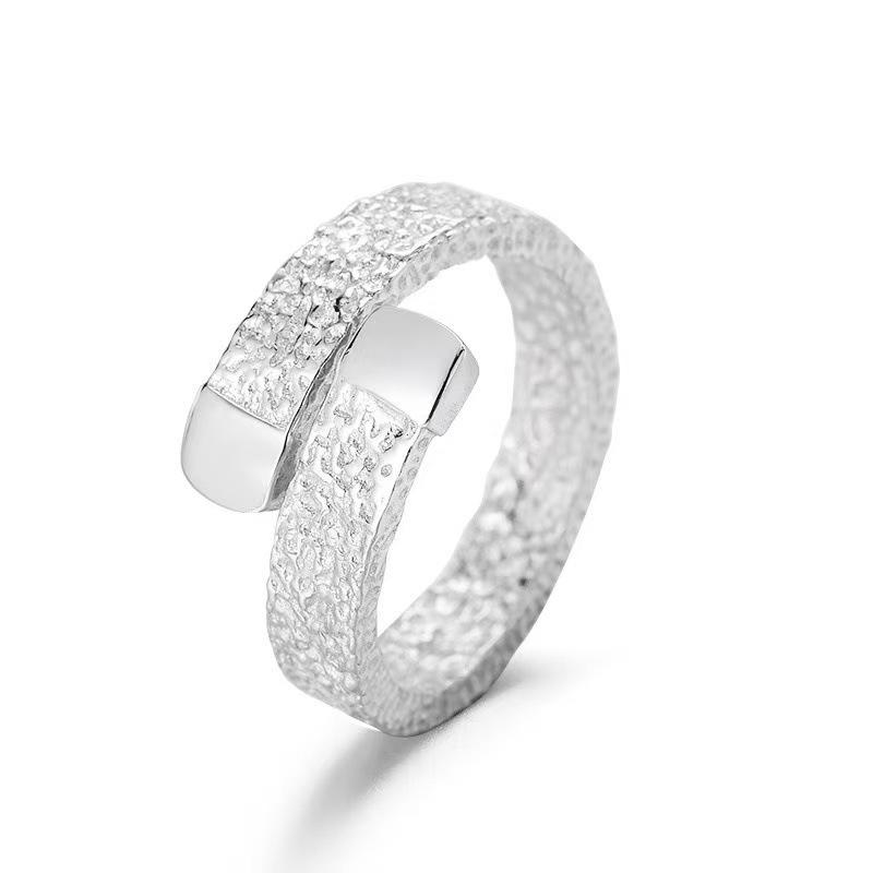 Hammered Textured Open Ring Unisex Fashionable High End Personalized Versatile Index Finger Band
