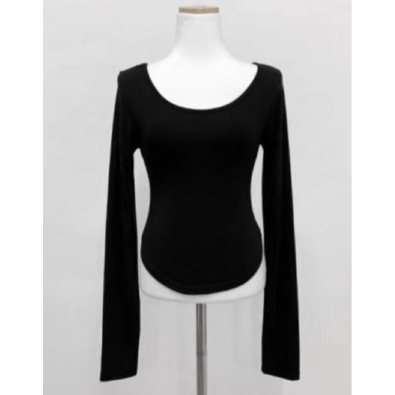

Korean Dongdaemun Women s Long-Sleeve, Figure-Flattering, Skin-Friendly T-Shirt One Size чёрный