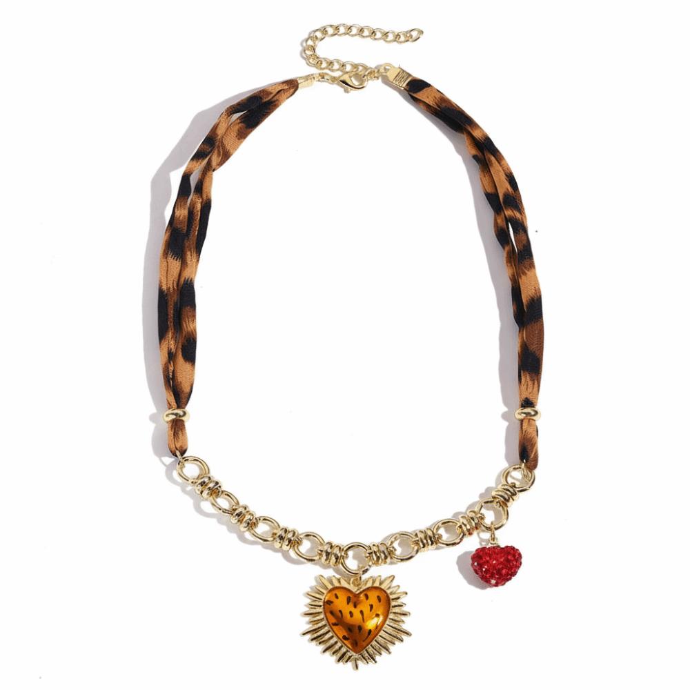 Bohemian Scarf Necklace Heart Charm Scarf Chocker Stackable Jewelry Charm Necklace  Daily