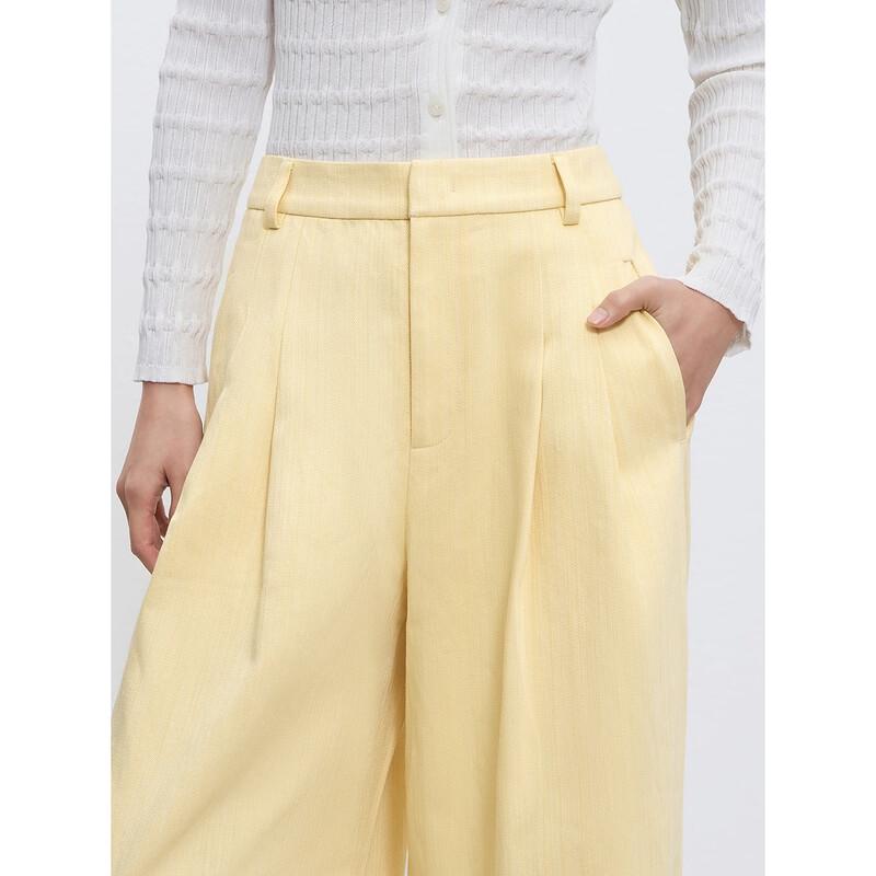 Peacebird Women's High-Waist Wide-Leg Relaxed Textured Trousers