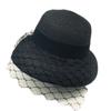 French Elegant Retro Mesh Black Bell-Shaped Basin Hat Women'S Summer Sunshade Sunscreen Beach White Fisherman Top Hat Straw Hat