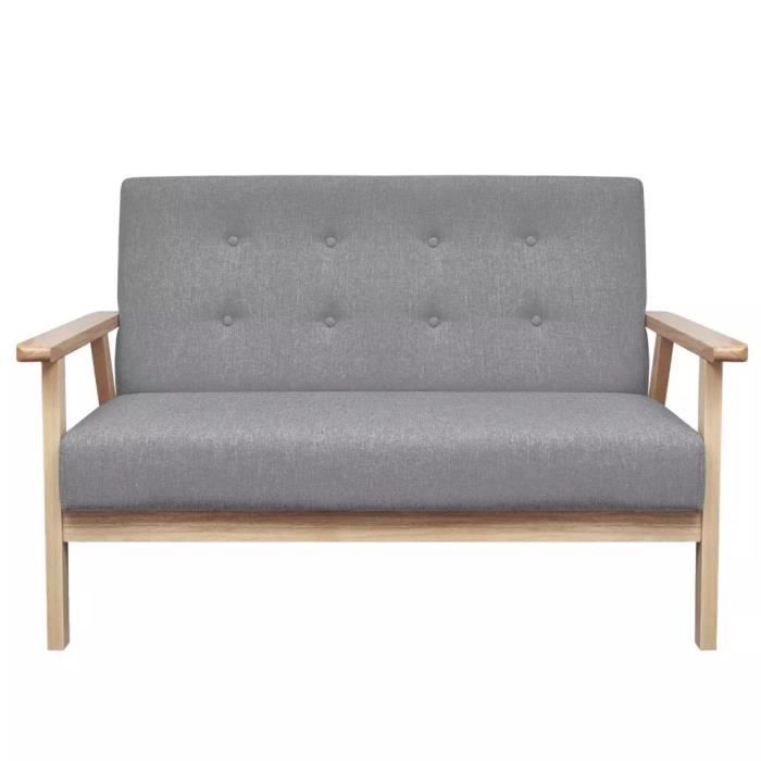 VidaXL Canapé à 2 places Tissu Gris clair