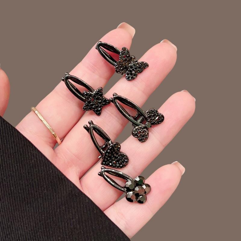 5Pcs Glitter Shiny Butterfly Knot Love Star Flower Small Hairpin For Women Side-Blowout Hair Accessory Hair Clip Styling