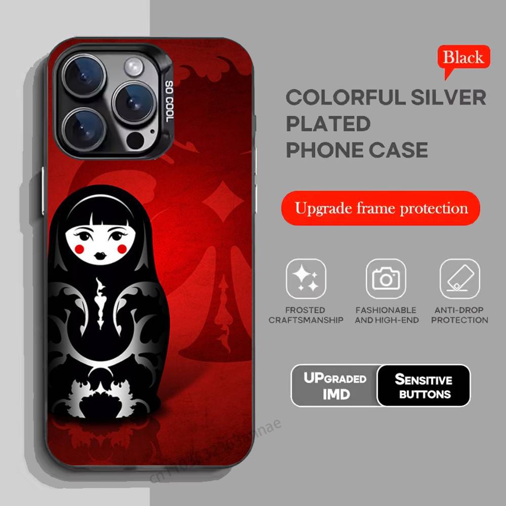 Cute Cool Russian Art Matryoshka Phone Case For iPhone 17,16,15,14,13,12,11,Pro,Max,Plus,Mini,X,XS,XR,8,S,SE Soft Black Case