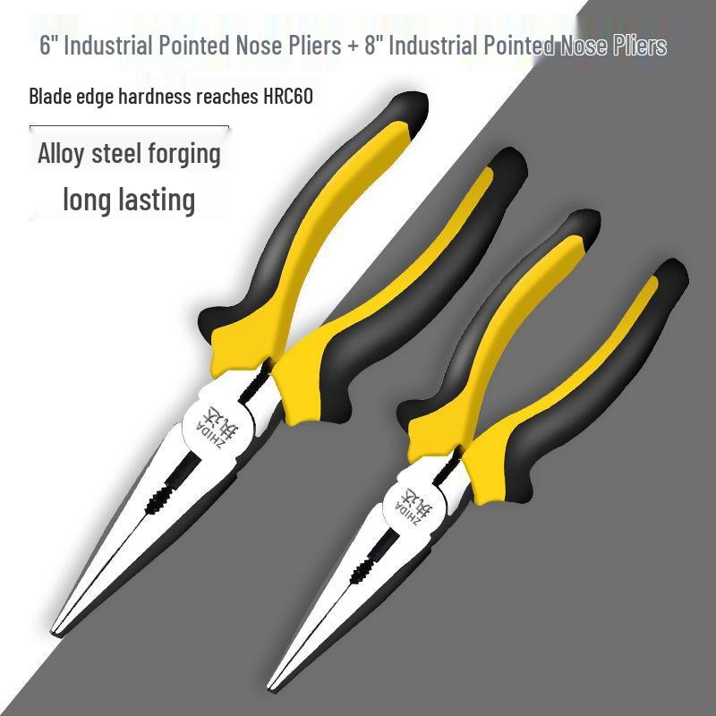6-inch & 8-inch Multipurpose Industrial Grade Needle Nose & Diagonal Nose Pliers – Electrician's Steel Hand Tool