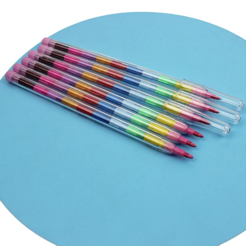 10/24Pcs Building Blocks Kid Crayons Stackable Crayons Kids Detachable Crayons
