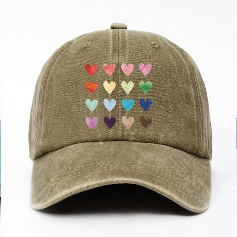 Colorful heart-shaped printed baseball cap can be adjusted for all seasons as a couple's outfit, paired with daily matching hats