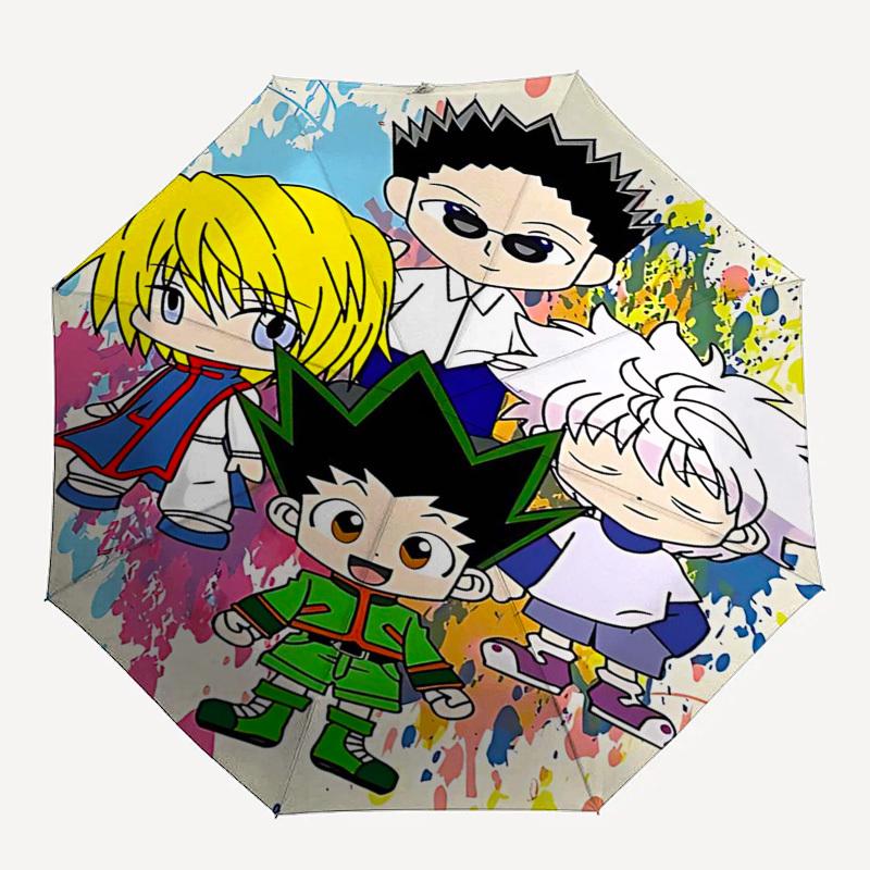 1pc Hunter x Hunter Chibi Characters Umbrella, Automatic Opening, Foldable Design, Iron Frame, Outdoor Use, Gift for Fans, Travel, Daily Use, Festival