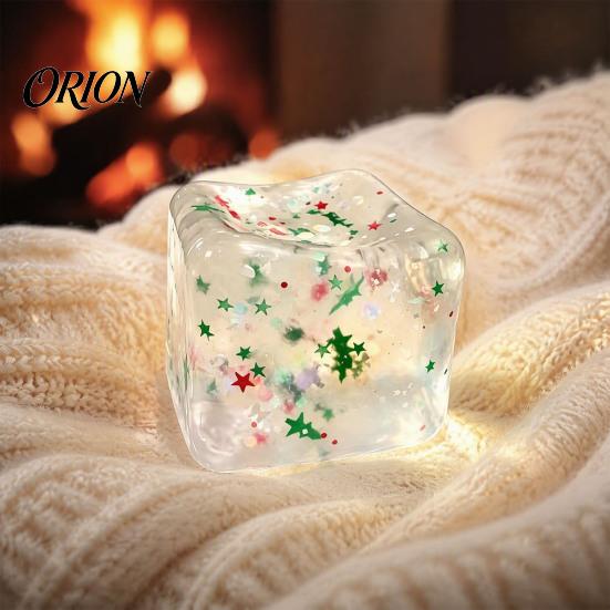 Ice Cube Sensory Toys Christmas Squeeze Toy, Confetti Filled Stress Relief Hand Therapy Balls Slow Rebound Clear for Anxiety Reduction Party Favors