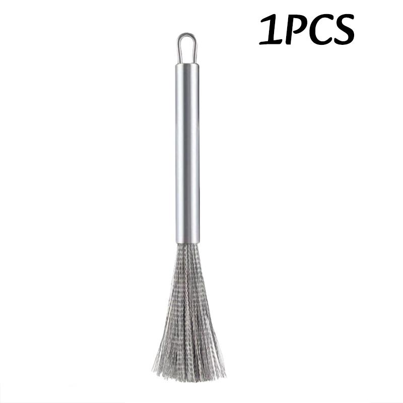 Stainless Steel Pot Brush Efficient Kitchen Scrubber Multi-Function Long Handle Cleaning Brush Kitchen Sink Pans Scrubber Tools